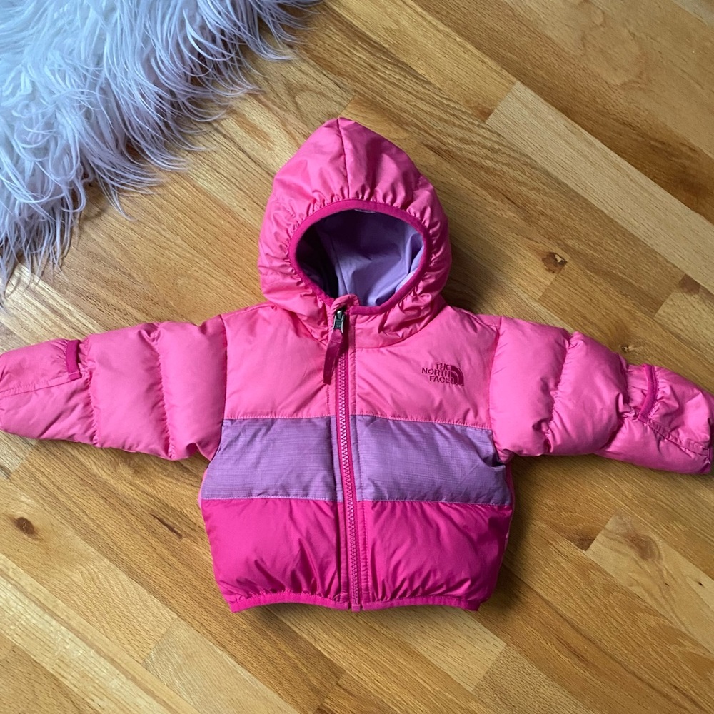 North Face Infant Girls Down Jacket Reversible NWOT